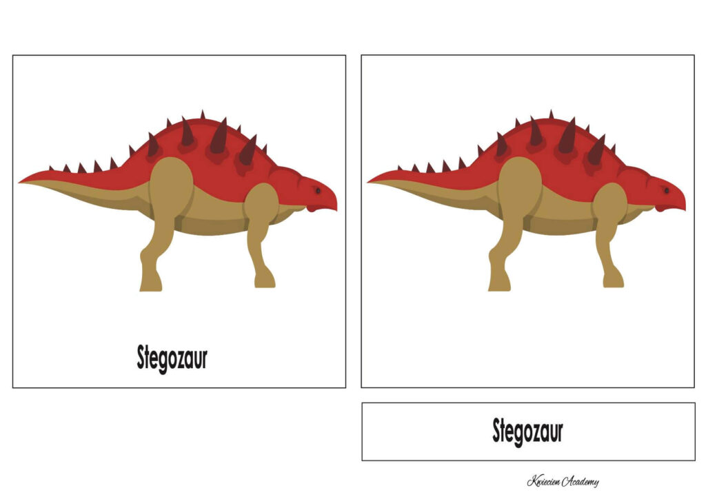 Karty trójdzielone - dinozaury