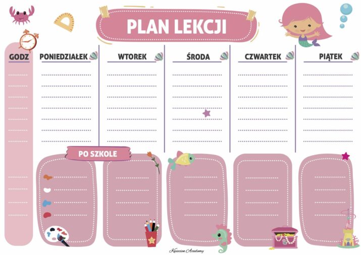 Plan lekcji do druku- materiał dla dziewczynek i chłopców