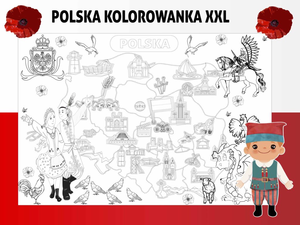 Polska — kolorowanka XXL