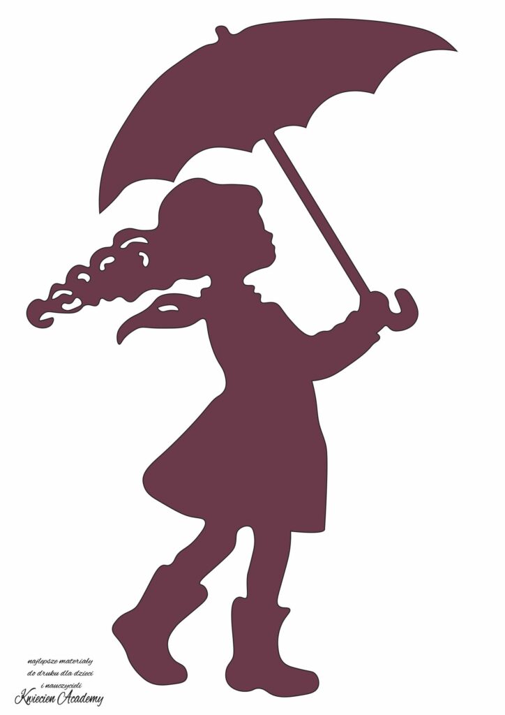 szablon dziewczynka z parasolem