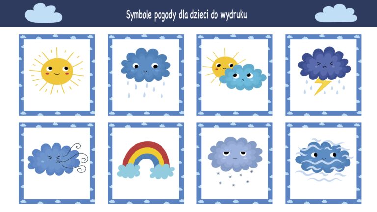Symbole pogody dla dzieci do wydruku