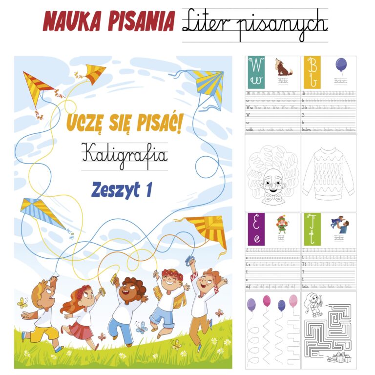 Materiał „Nauka pisania liter pisanych" — zeszyt do kaligrafii z kartami ćwiczeń