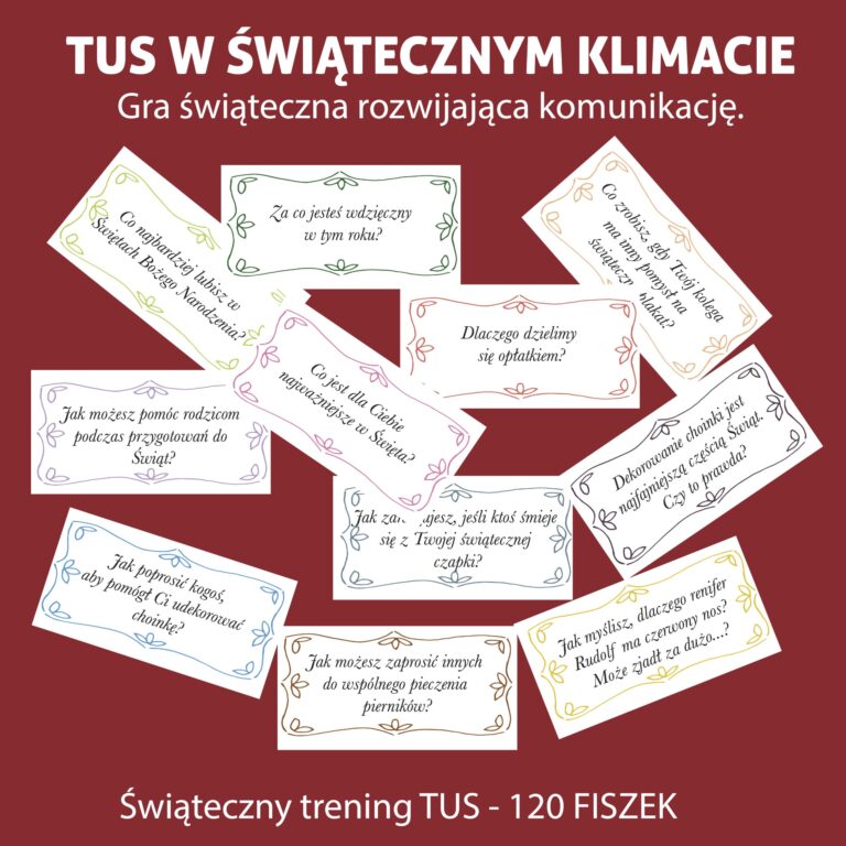 Materiał „Świąteczny trening TUS" — fiszki do gry rozwijającej komunikację