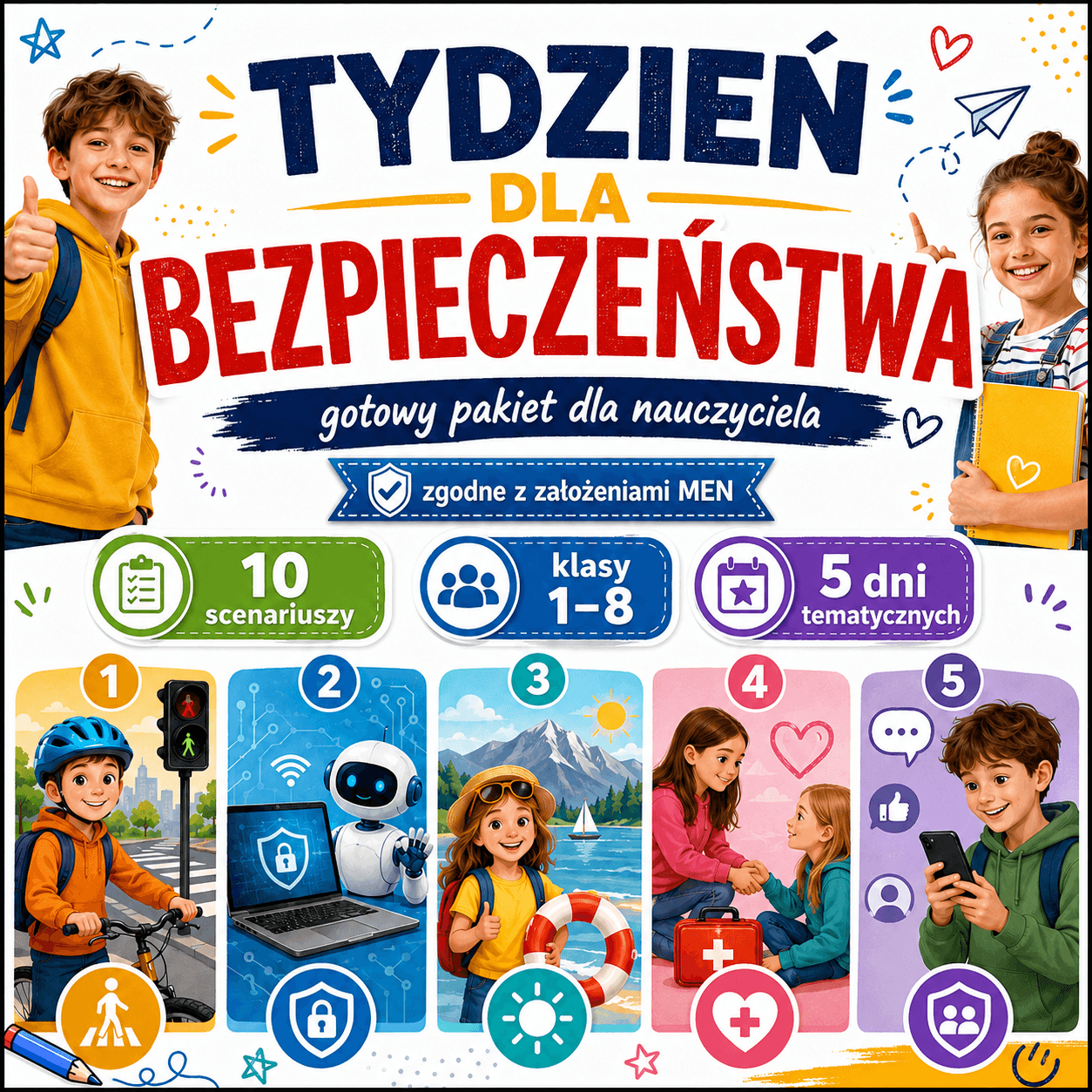 Tydzień dla Bezpieczeństwa w szkole – plan na 5 dni dla klas 1–8