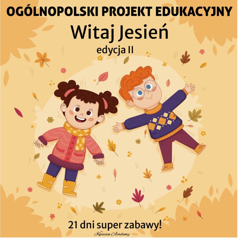 Grafika ogólnopolskiego projektu edukacyjnego „Witaj Jesień" edycja II — 21 dni zabawy