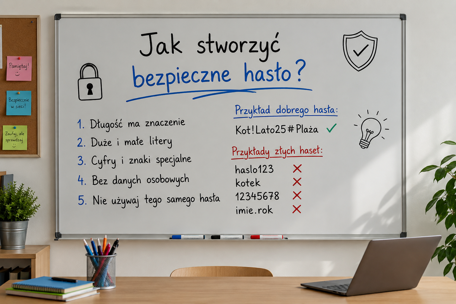 Bezpieczne hasło dla ucznia — 3 ćwiczenia