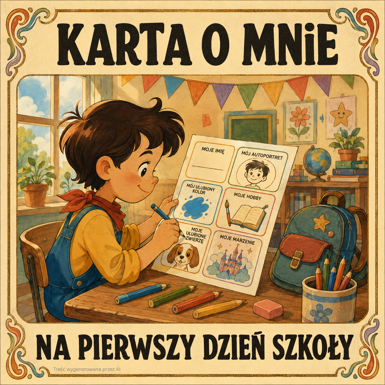 Karta o mnie na pierwszy dzień szkoły — wersja na jedną lekcję