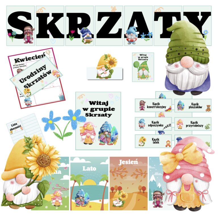 Zestaw na rozpoczęcie roku dla grupy Skrzaty — dekoracje i materiały do druku