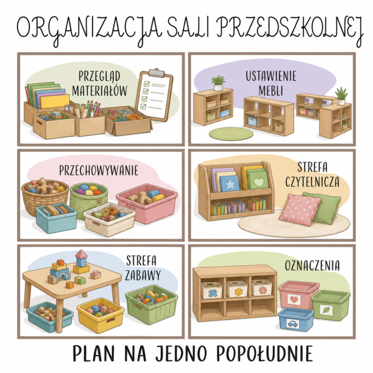 Organizacja sali przedszkolnej — plan na jedno popołudnie