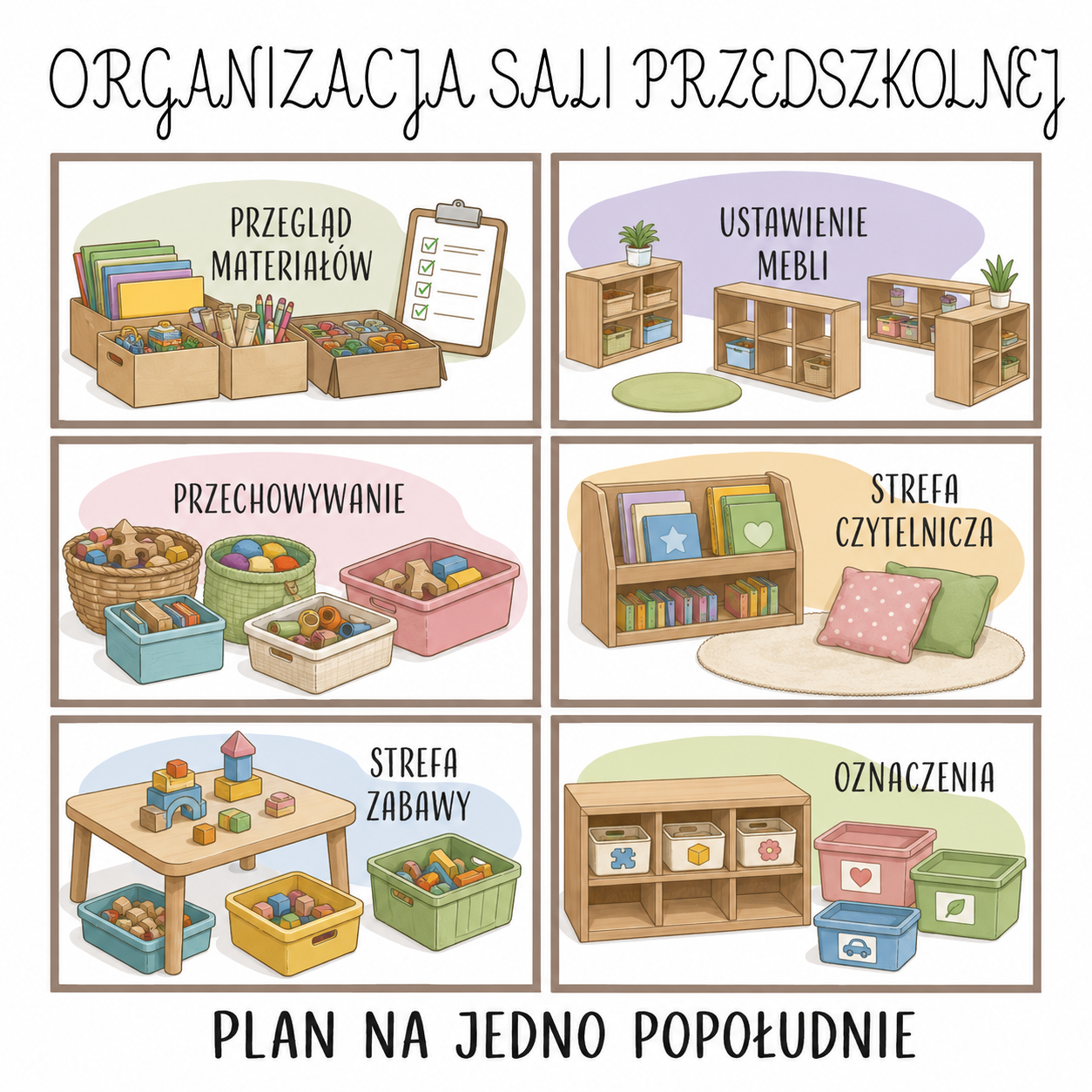 Organizacja sali przedszkolnej — plan na jedno popołudnie