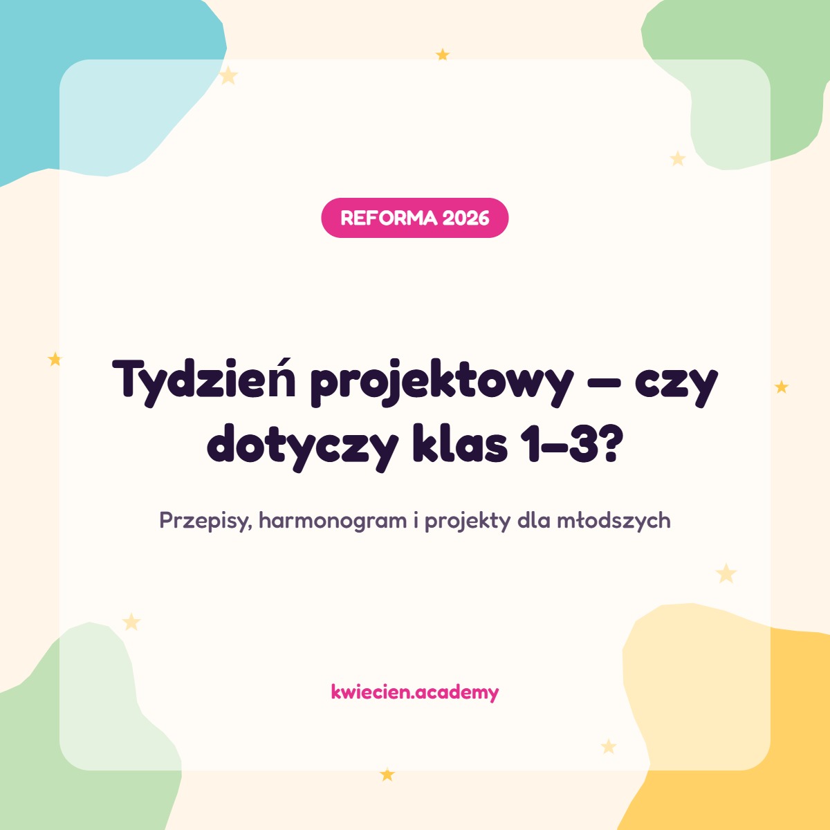 Tydzień projektowy a klasy 1-3 i przedszkole - okładka wpisu Kwiecień Academy