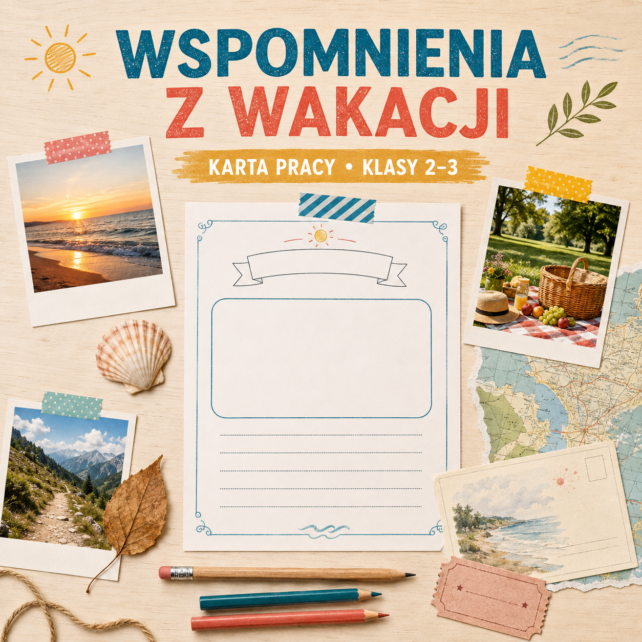 Wspomnienia z wakacji — karta pracy dla klas 2 i 3