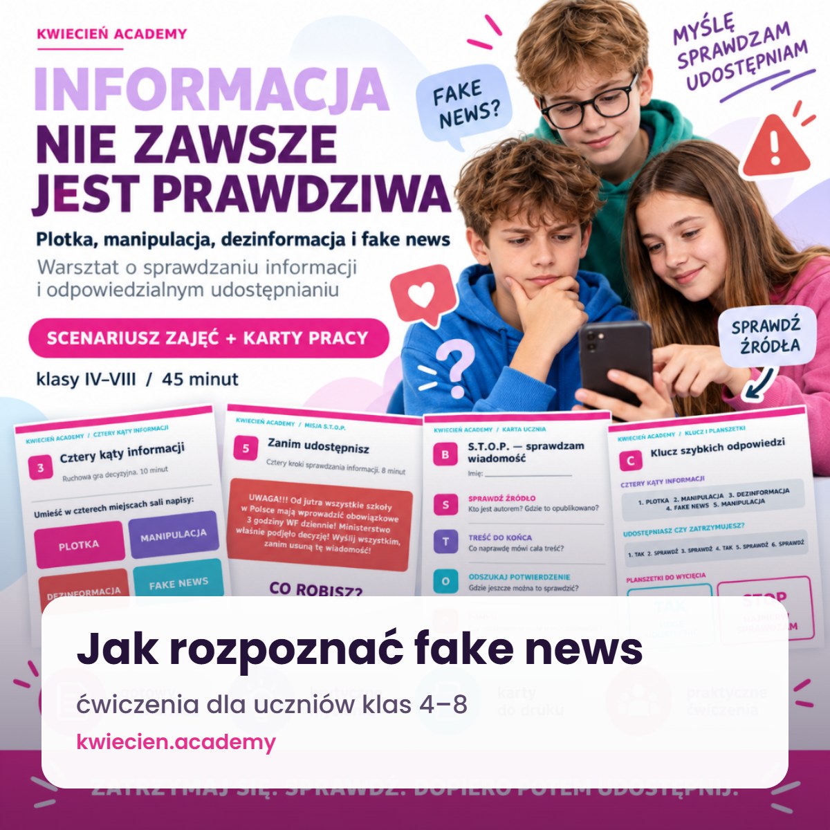 Jak rozpoznać fake news – ćwiczenia dla uczniów