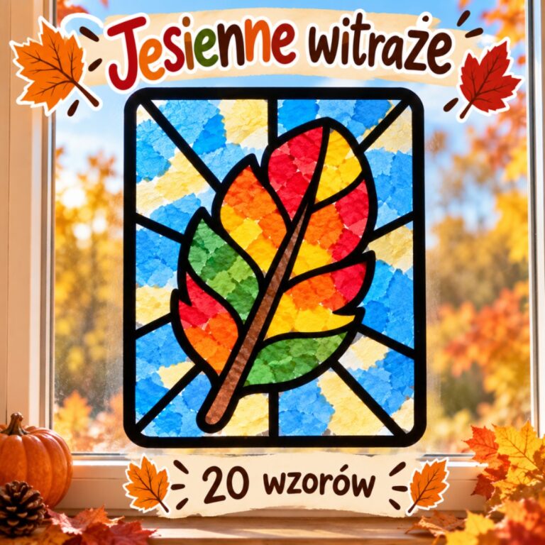 Jesienne witraże – 20 wzorów do wyklejania i dekoracji okien