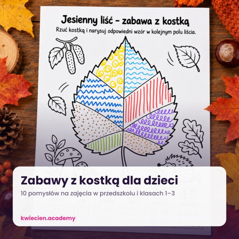 Zabawy z kostką dla dzieci – pomysły na zajęcia, Kwiecień Academy